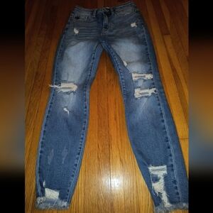 Kancan High Rise Size 7/27 29" Inseam Distressed Jeans Fit true to size no